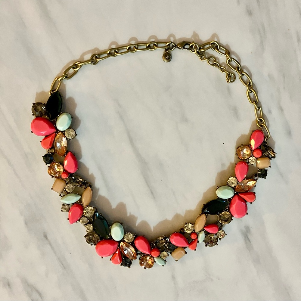 J. Crew Multicolored Rhinestone Statement Necklac… - image 2